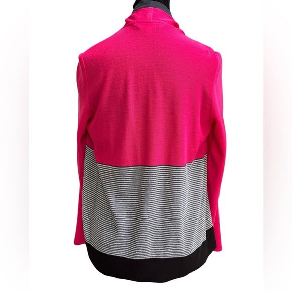Exclusively Misook Open Front Pink Cardigan Knit Size XS Tight Knit Colorful - Picture 5 of 8